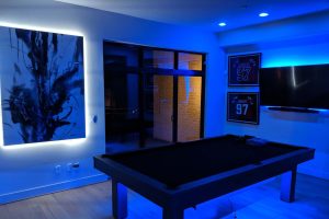 Game room with modern LED lighting by Ambiance Lighting - Atlanta, GA